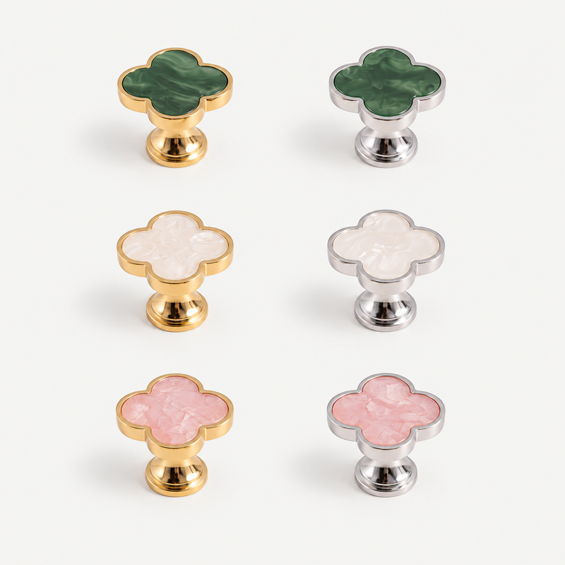 Brass & Resin Quatrefoil Cabinet Knob – FH-C015