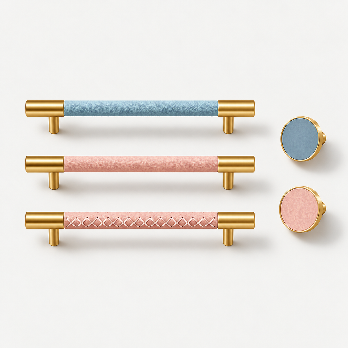Leather-Wrapped Brass Cabinet Knobs & Pulls – FH-C024