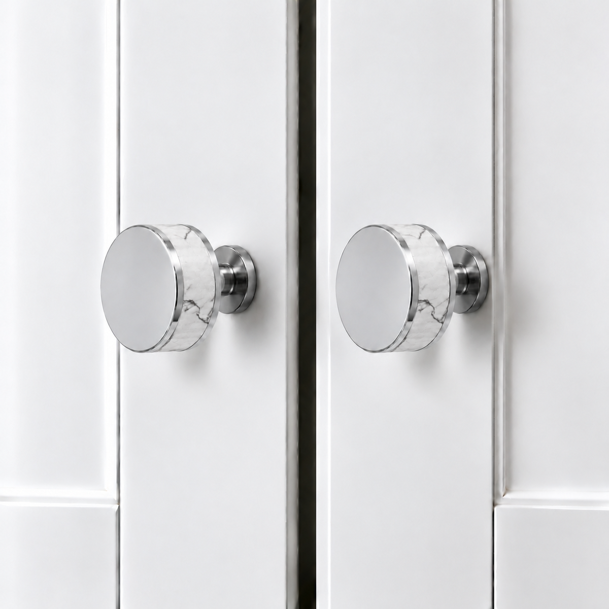 Flat Round Brass Cabinet Knob with Decorative Band – FH-C023