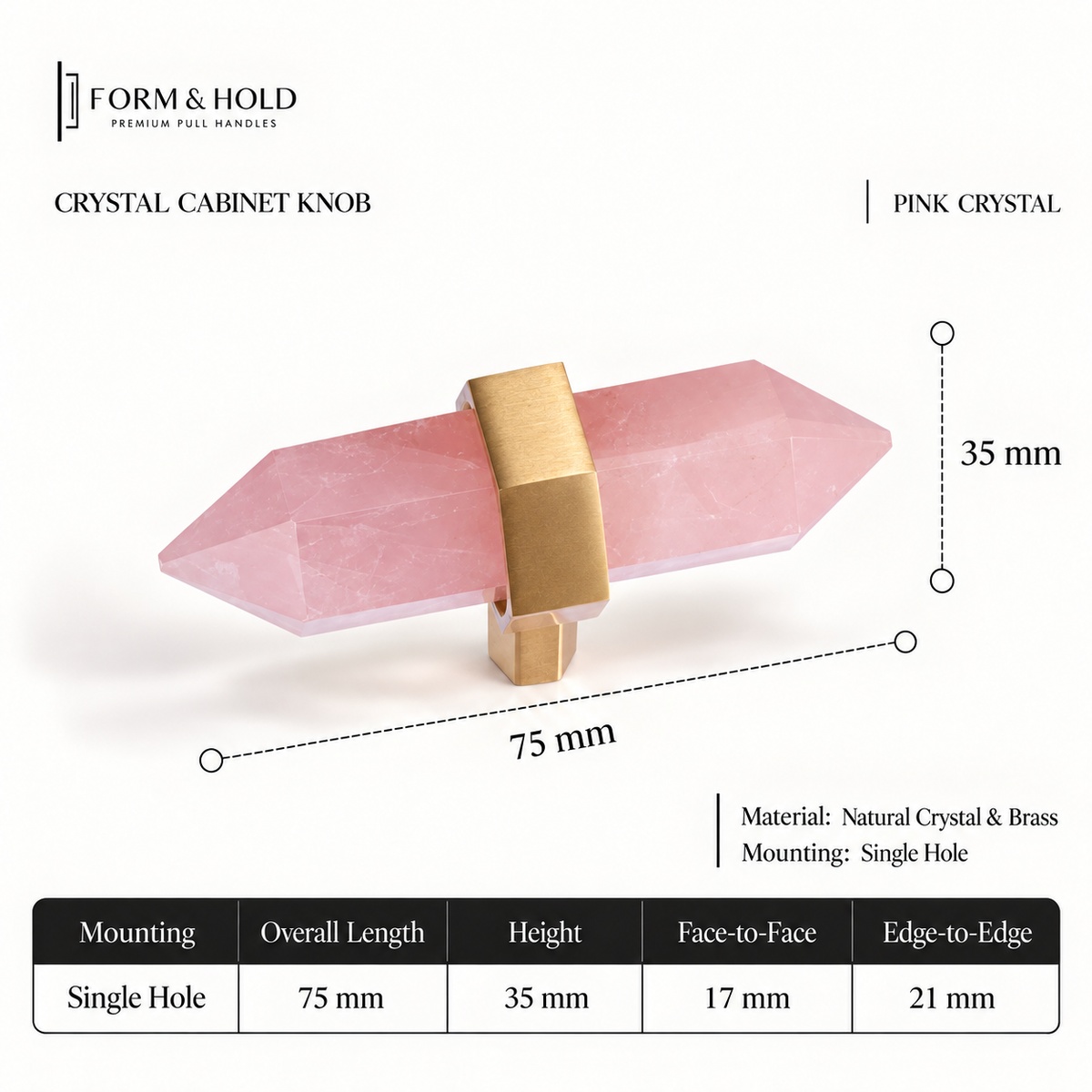 Natural Crystal & Brass Cabinet Knobs & Pulls – FH-C025
