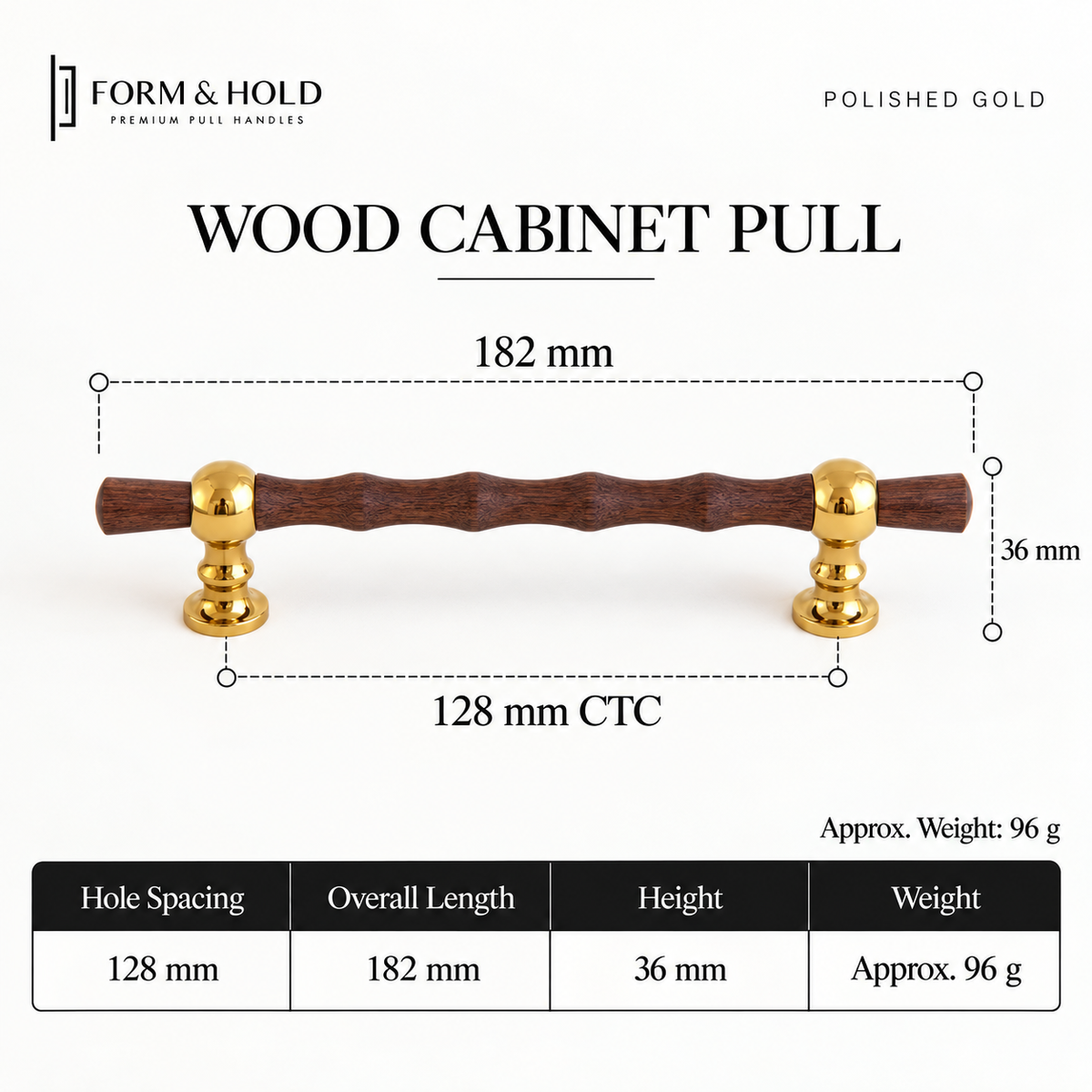 Walnut & Brass Cabinet Knobs & Pulls – FH-C028