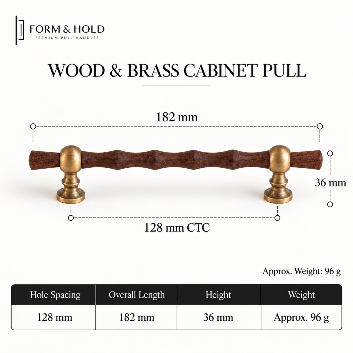 Walnut & Brass Cabinet Knobs & Pulls – FH-C028