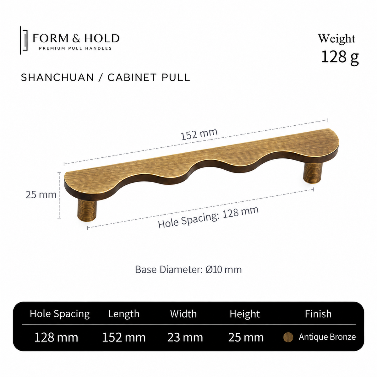Solid Brass Wave Cabinet Pull – FH-C012