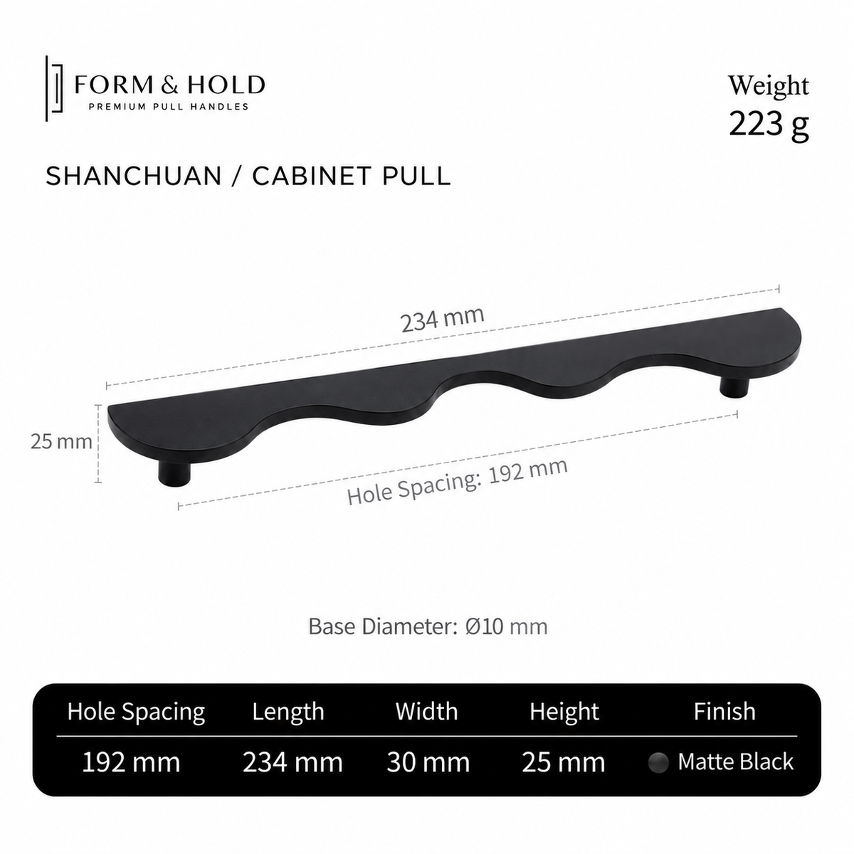 Solid Brass Wave Cabinet Pull – FH-C012