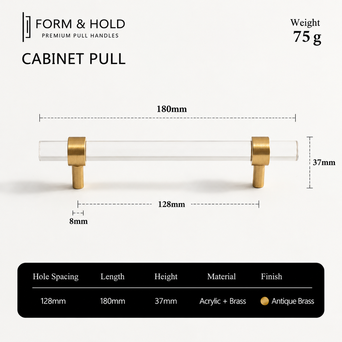 Acrylic & Brass Cabinet Knobs & Pulls – FH-C022