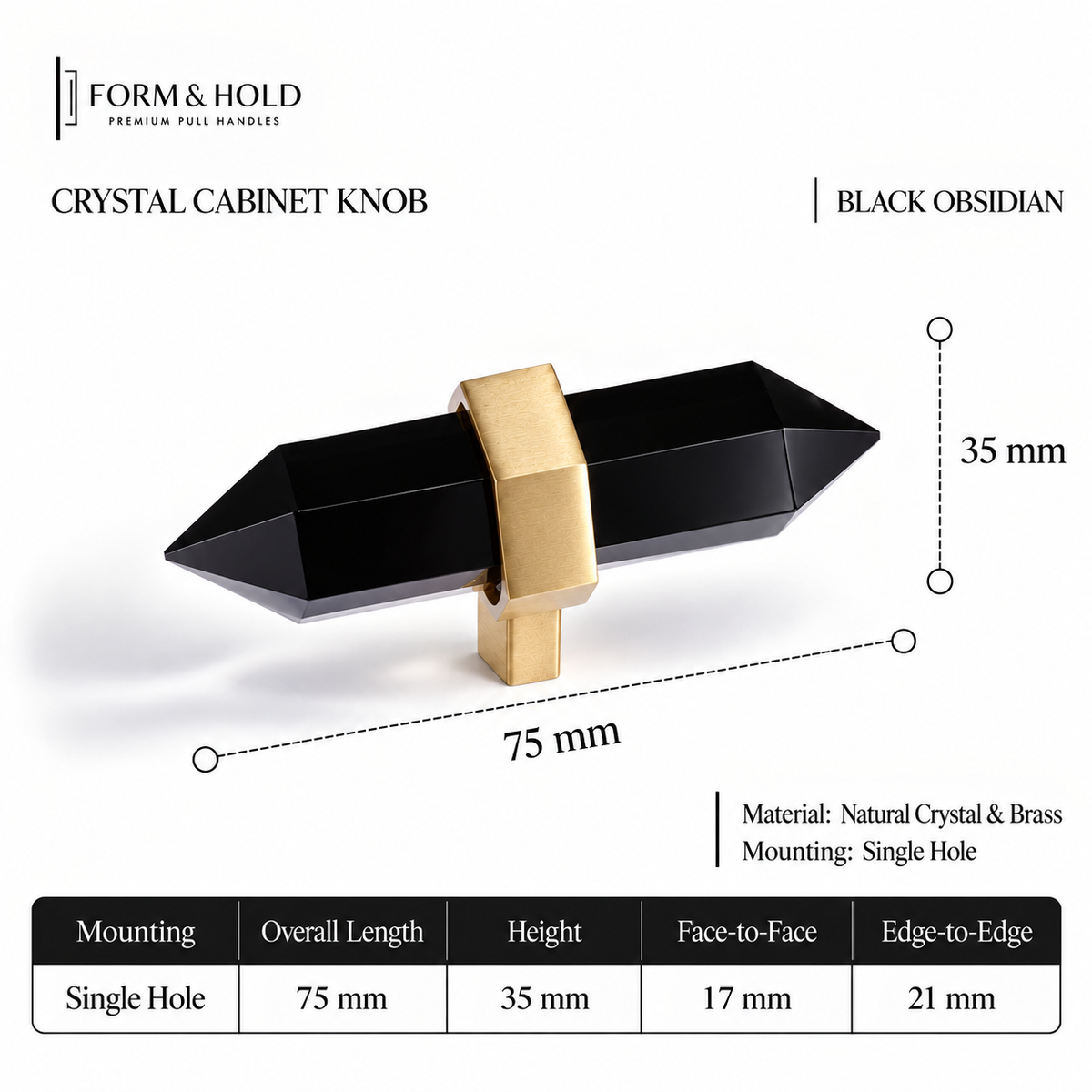 Natural Crystal & Brass Cabinet Knobs & Pulls – FH-C025