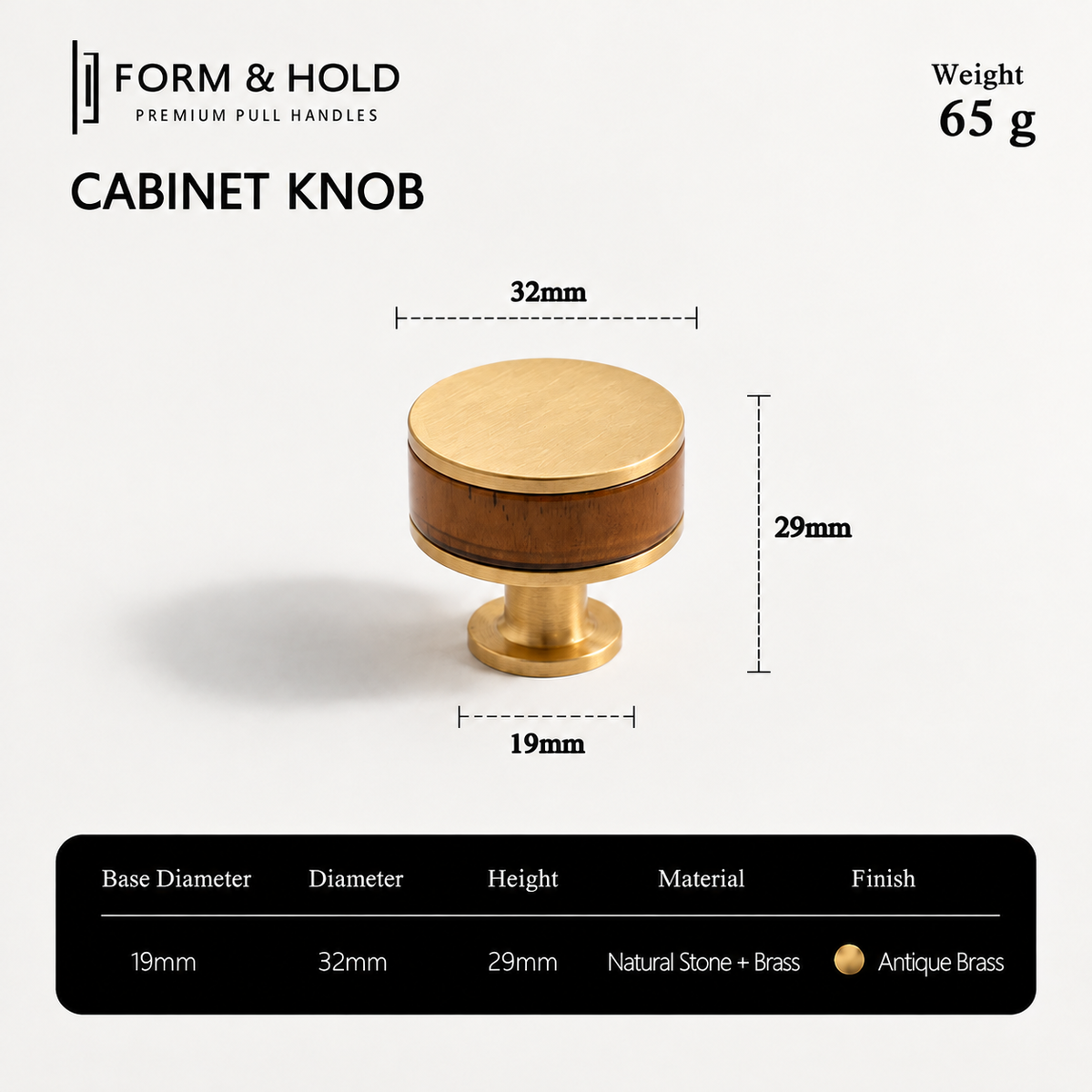 Flat Round Brass Cabinet Knob with Decorative Band – FH-C023