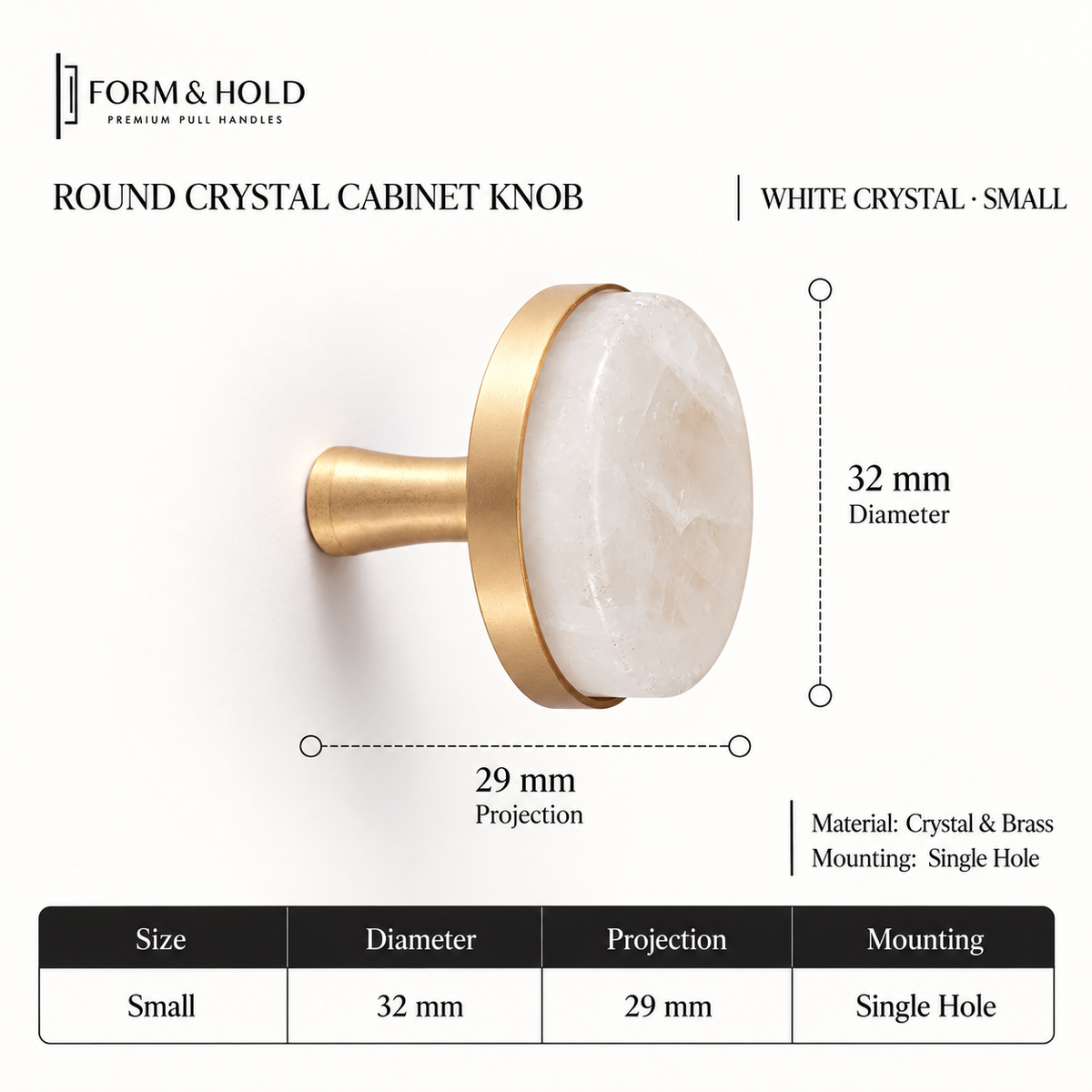 Natural Crystal & Brass Cabinet Knobs & Pulls – FH-C025