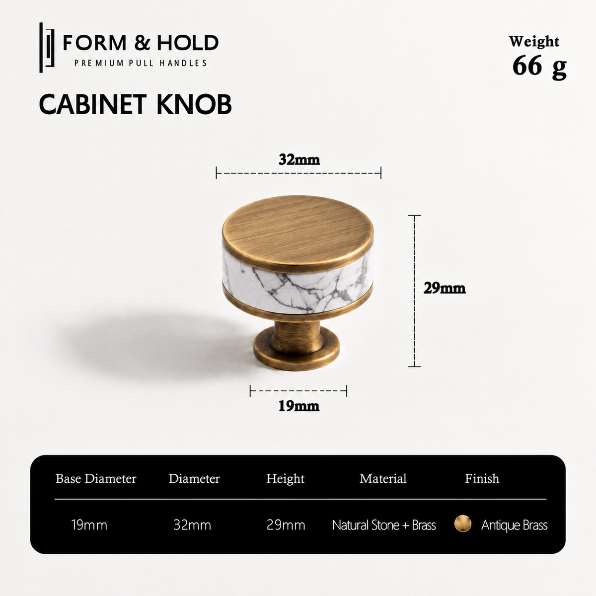 Flat Round Brass Cabinet Knob with Decorative Band – FH-C023