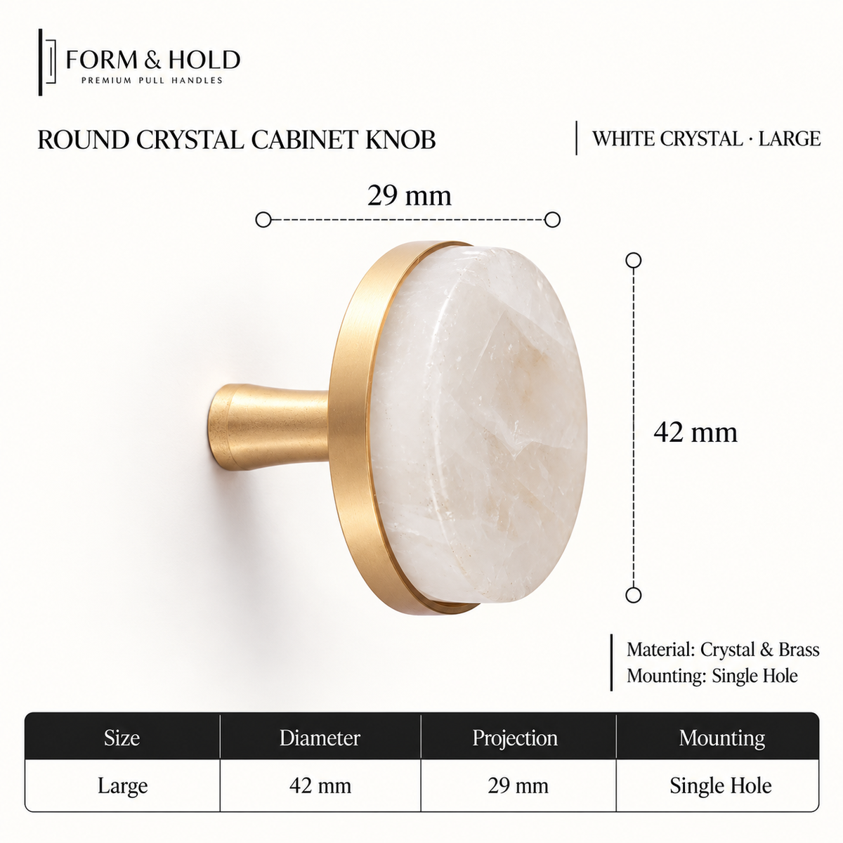 Natural Crystal & Brass Cabinet Knobs & Pulls – FH-C025