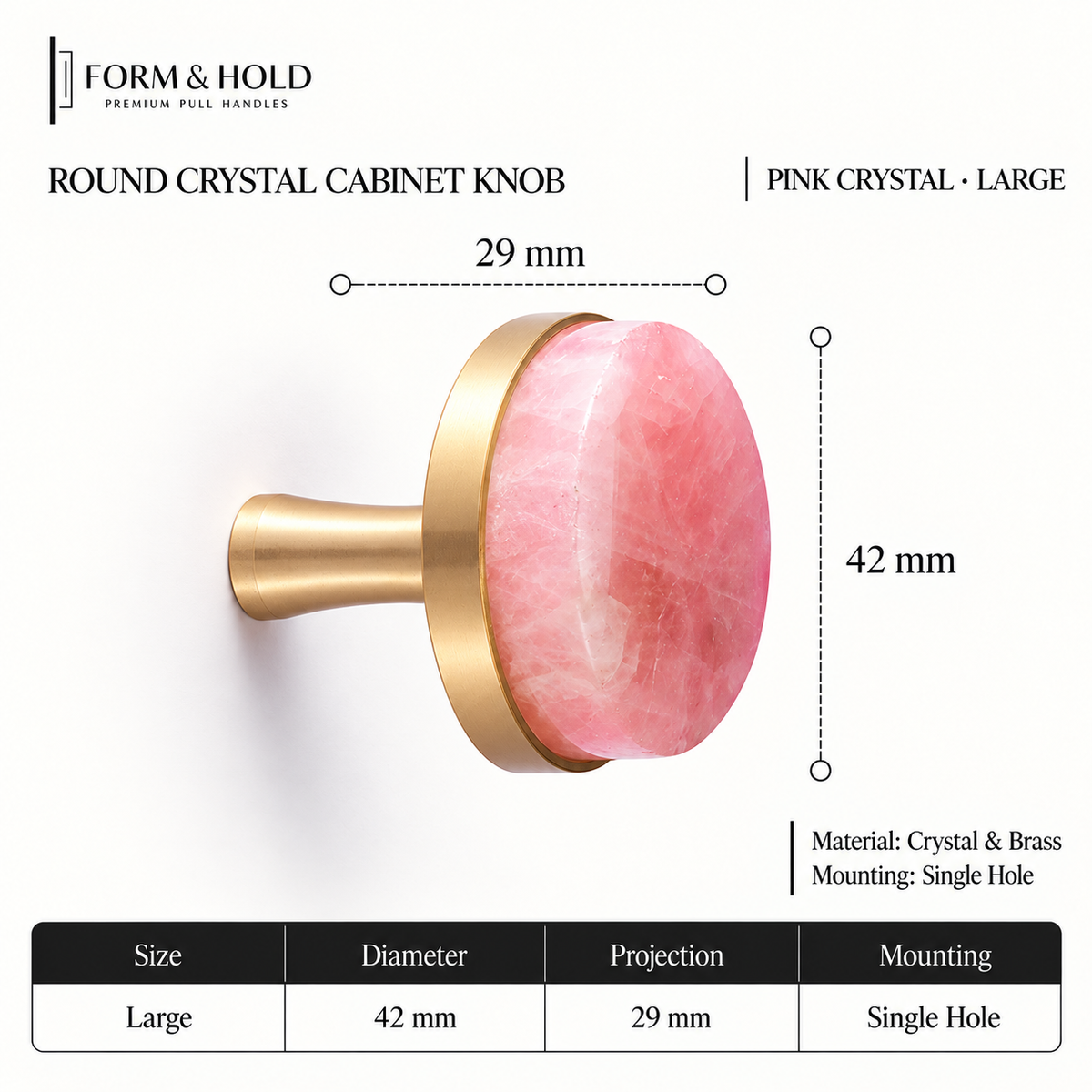 Natural Crystal & Brass Cabinet Knobs & Pulls – FH-C025