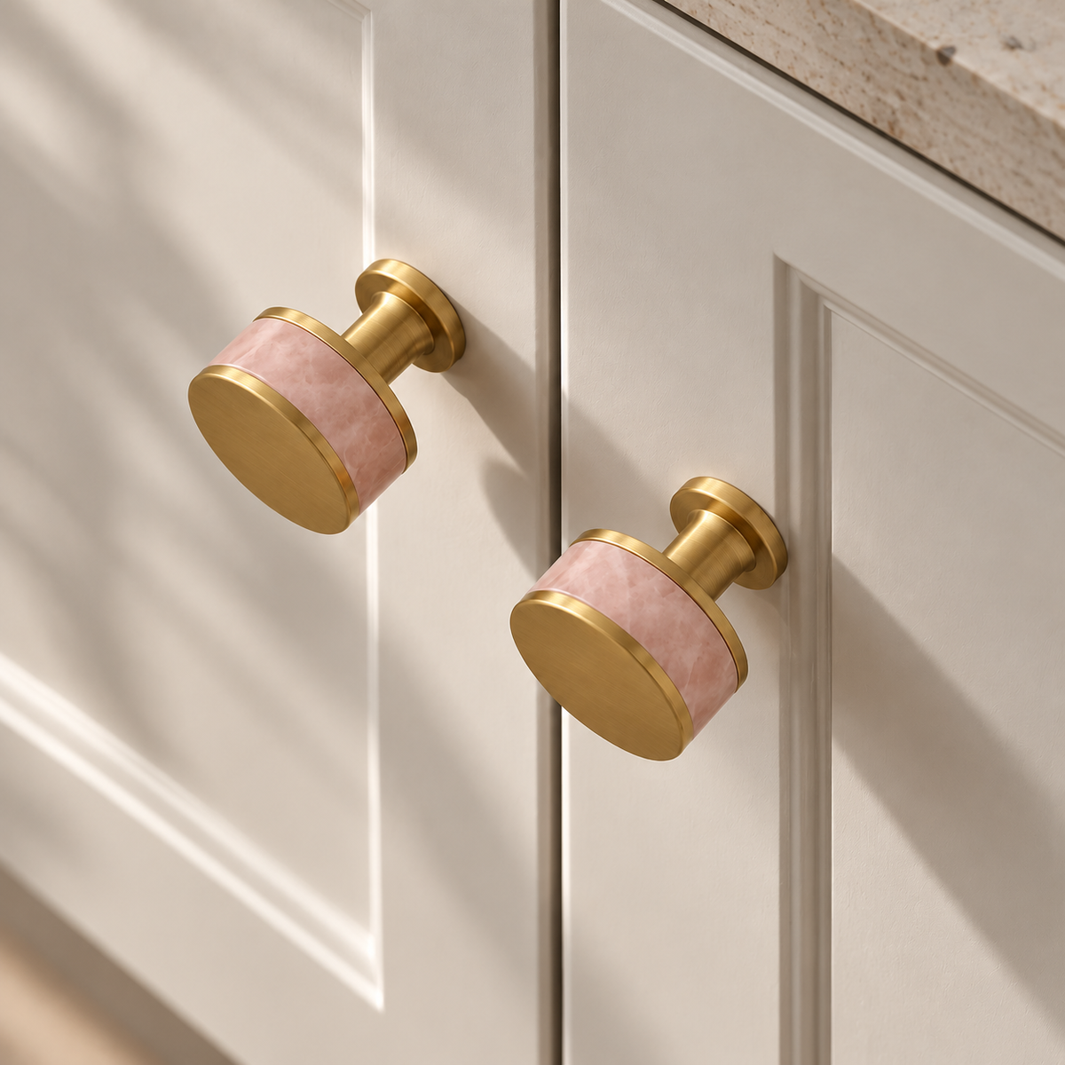 Flat Round Brass Cabinet Knob with Decorative Band – FH-C023