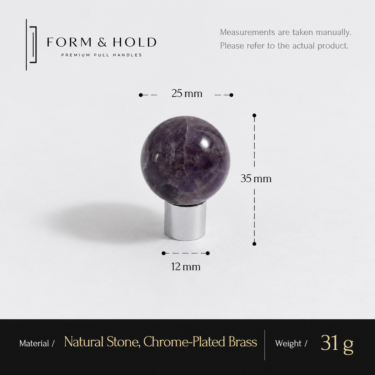 Crystal Sphere Cabinet Knob with Cylindrical Brass Base – FH-C018
