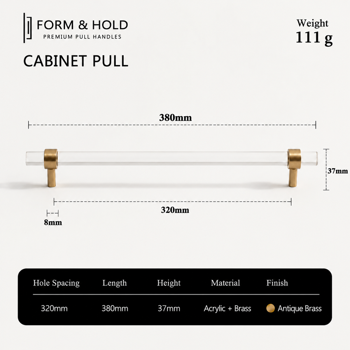 Acrylic & Brass Cabinet Knobs & Pulls – FH-C022