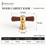 Walnut & Brass Cabinet Knobs & Pulls – FH-C028