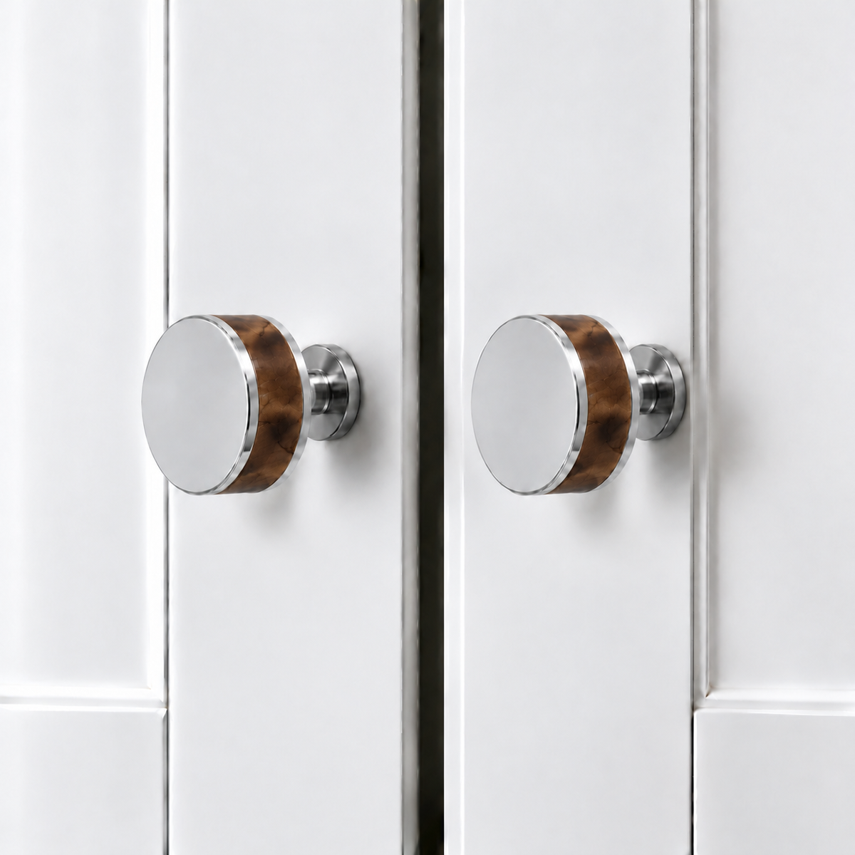 Flat Round Brass Cabinet Knob with Decorative Band – FH-C023