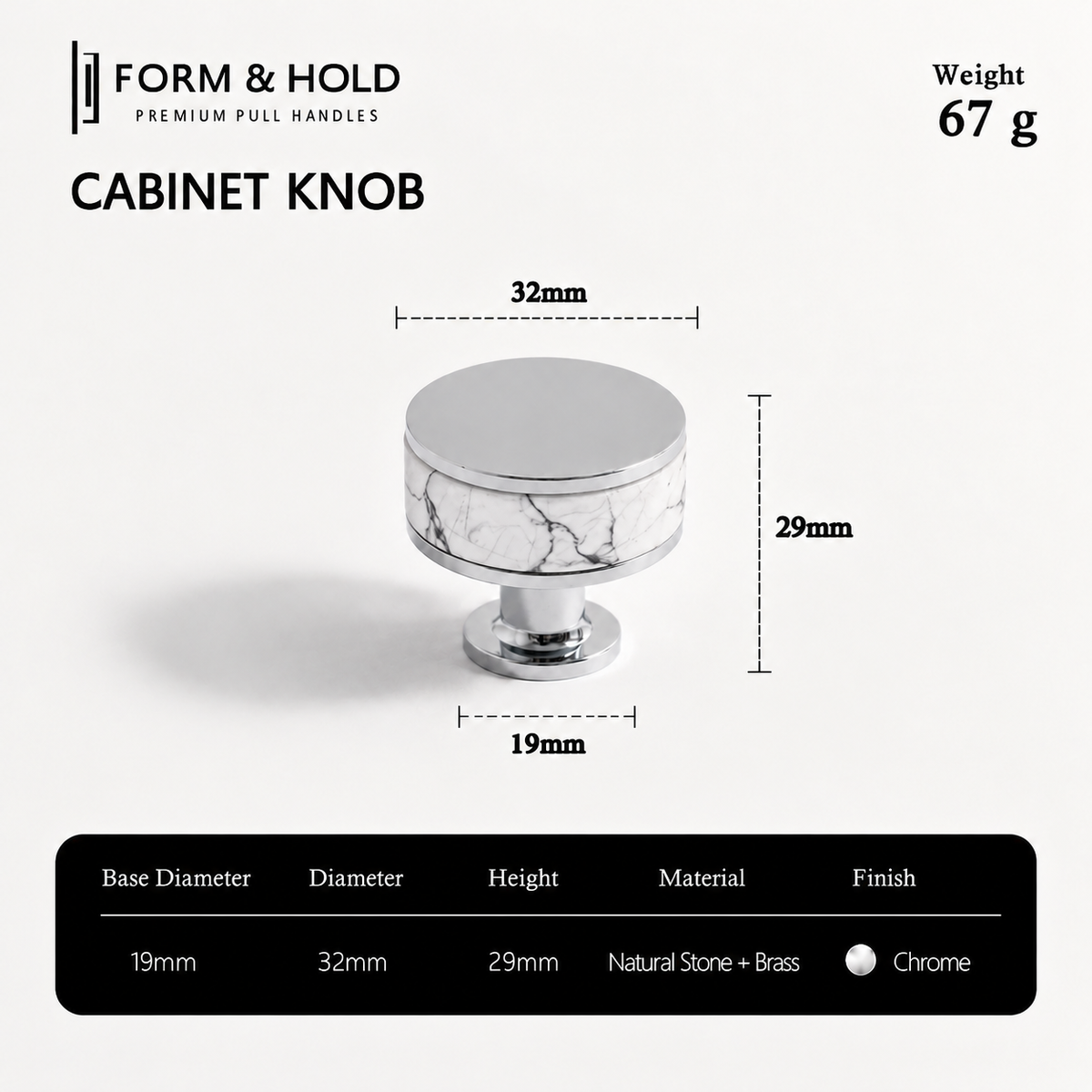 Flat Round Brass Cabinet Knob with Decorative Band – FH-C023
