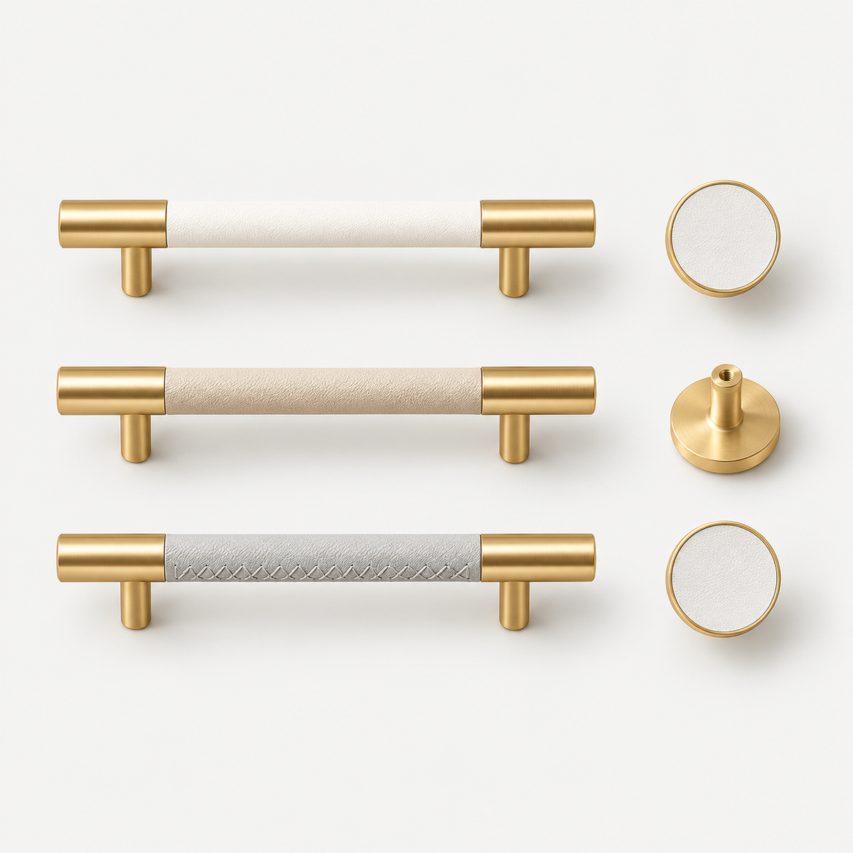 Leather-Wrapped Brass Cabinet Knobs & Pulls – FH-C024