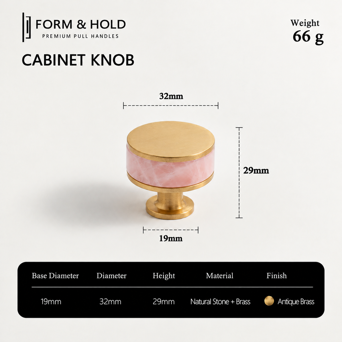 Flat Round Brass Cabinet Knob with Decorative Band – FH-C023