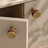 Flat Round Brass Cabinet Knob with Decorative Band – FH-C023