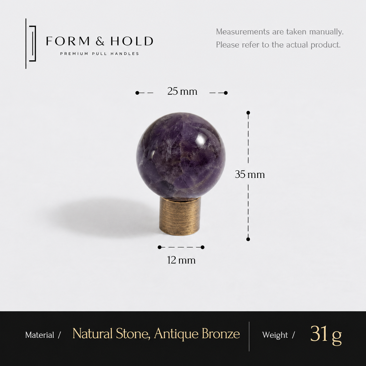 Crystal Sphere Cabinet Knob with Cylindrical Brass Base – FH-C018