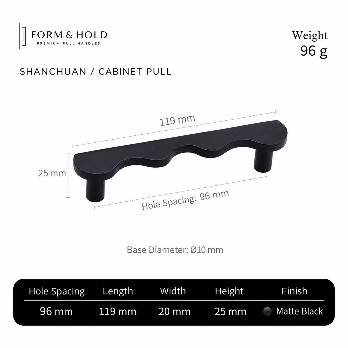 Solid Brass Wave Cabinet Pull – FH-C012