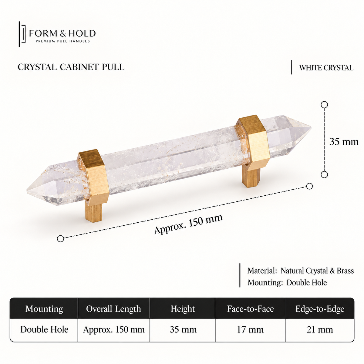 Natural Crystal & Brass Cabinet Knobs & Pulls – FH-C025