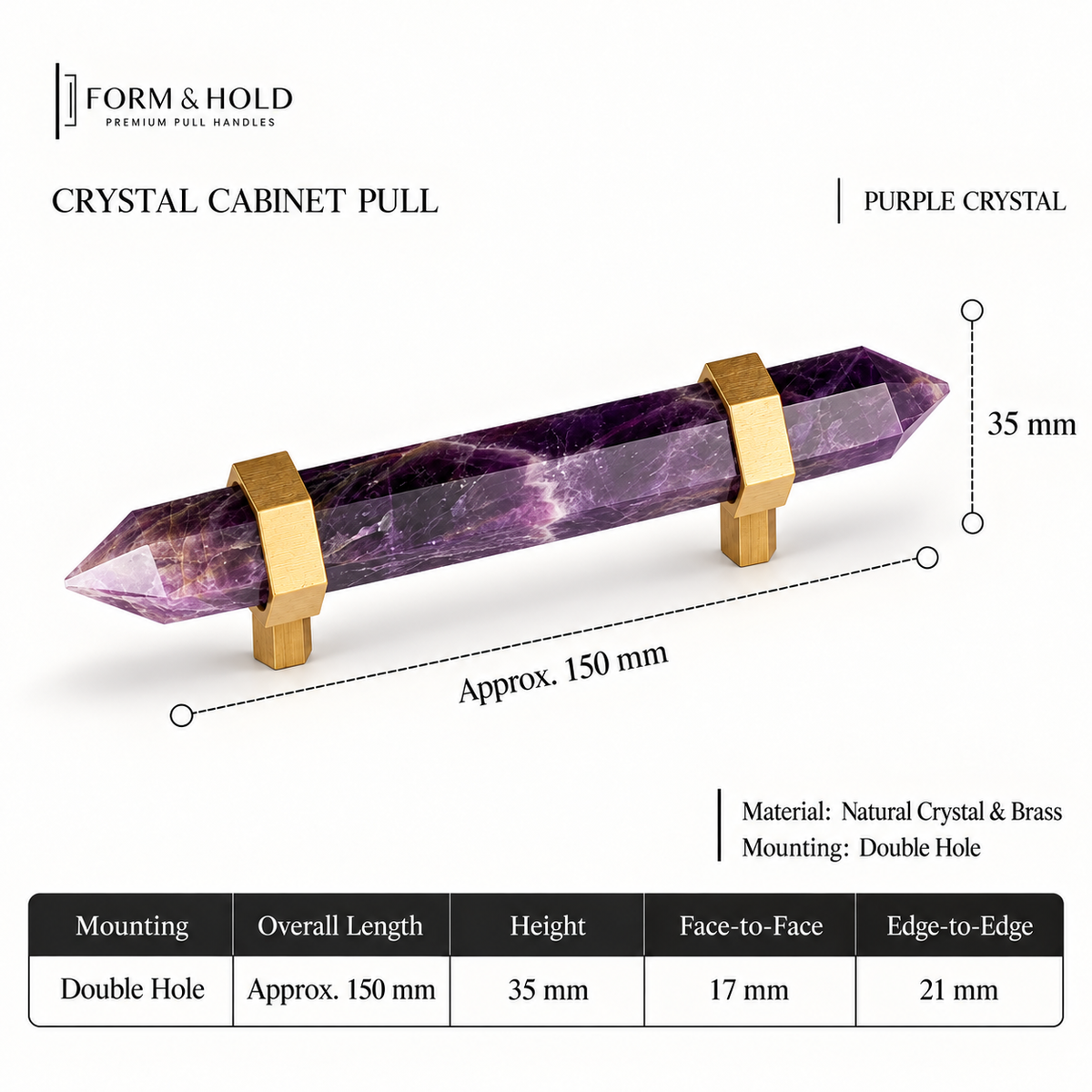 Natural Crystal & Brass Cabinet Knobs & Pulls – FH-C025