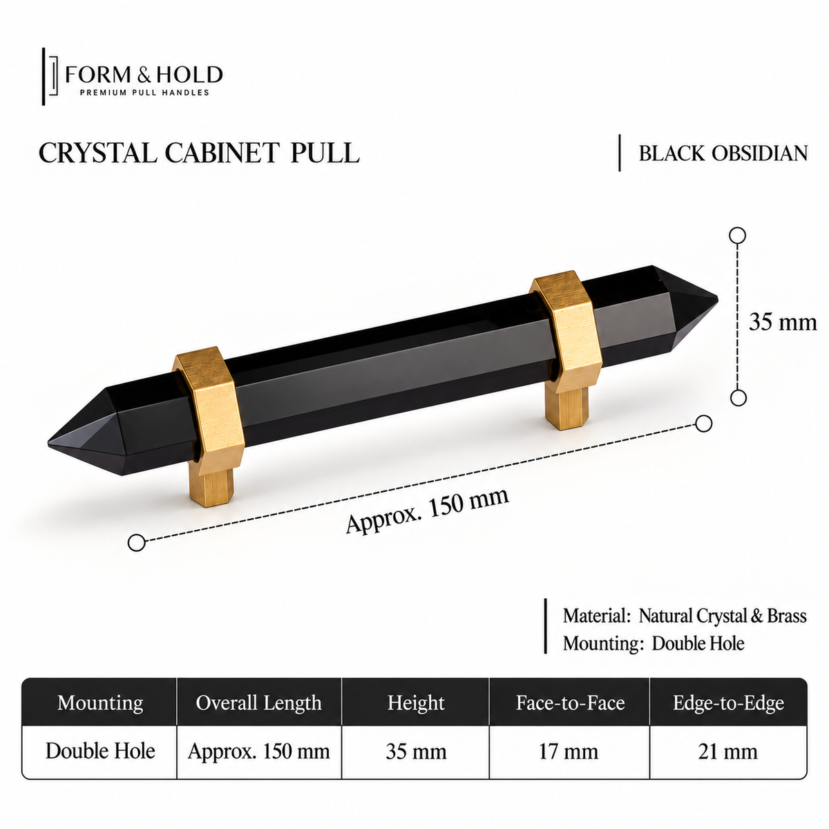 Natural Crystal & Brass Cabinet Knobs & Pulls – FH-C025
