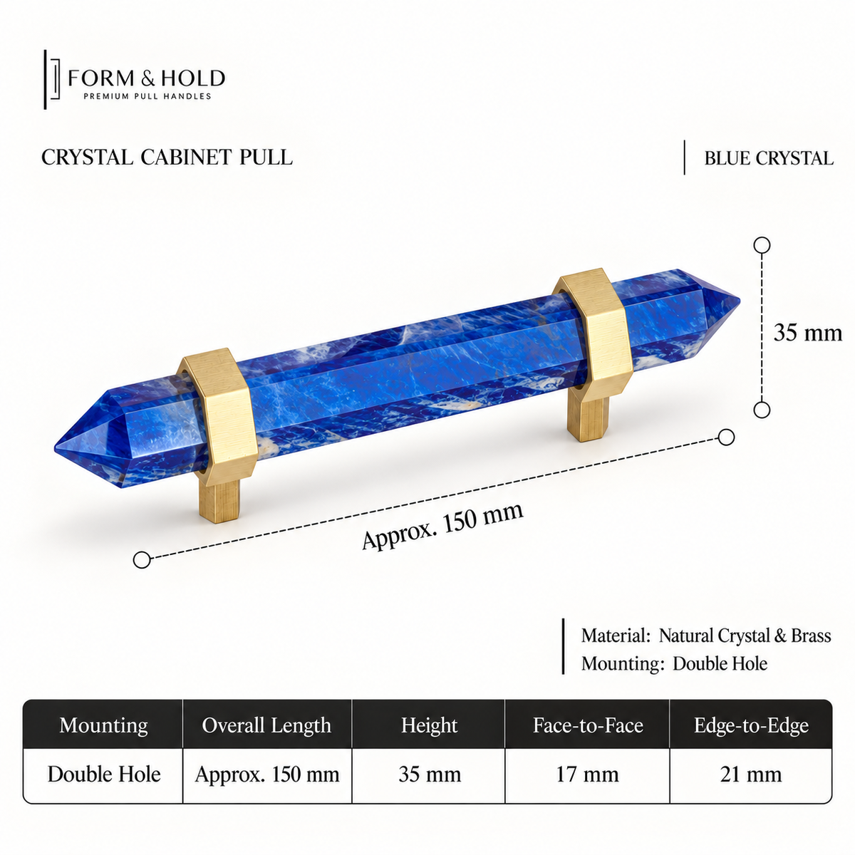 Natural Crystal & Brass Cabinet Knobs & Pulls – FH-C025
