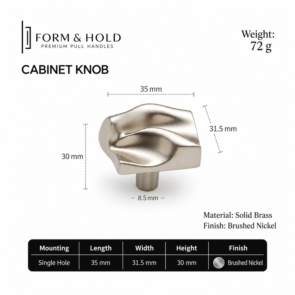Sculptural Solid Brass Cabinet Knobs – FH-C014
