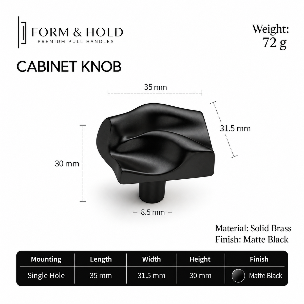 Sculptural Solid Brass Cabinet Knobs – FH-C014