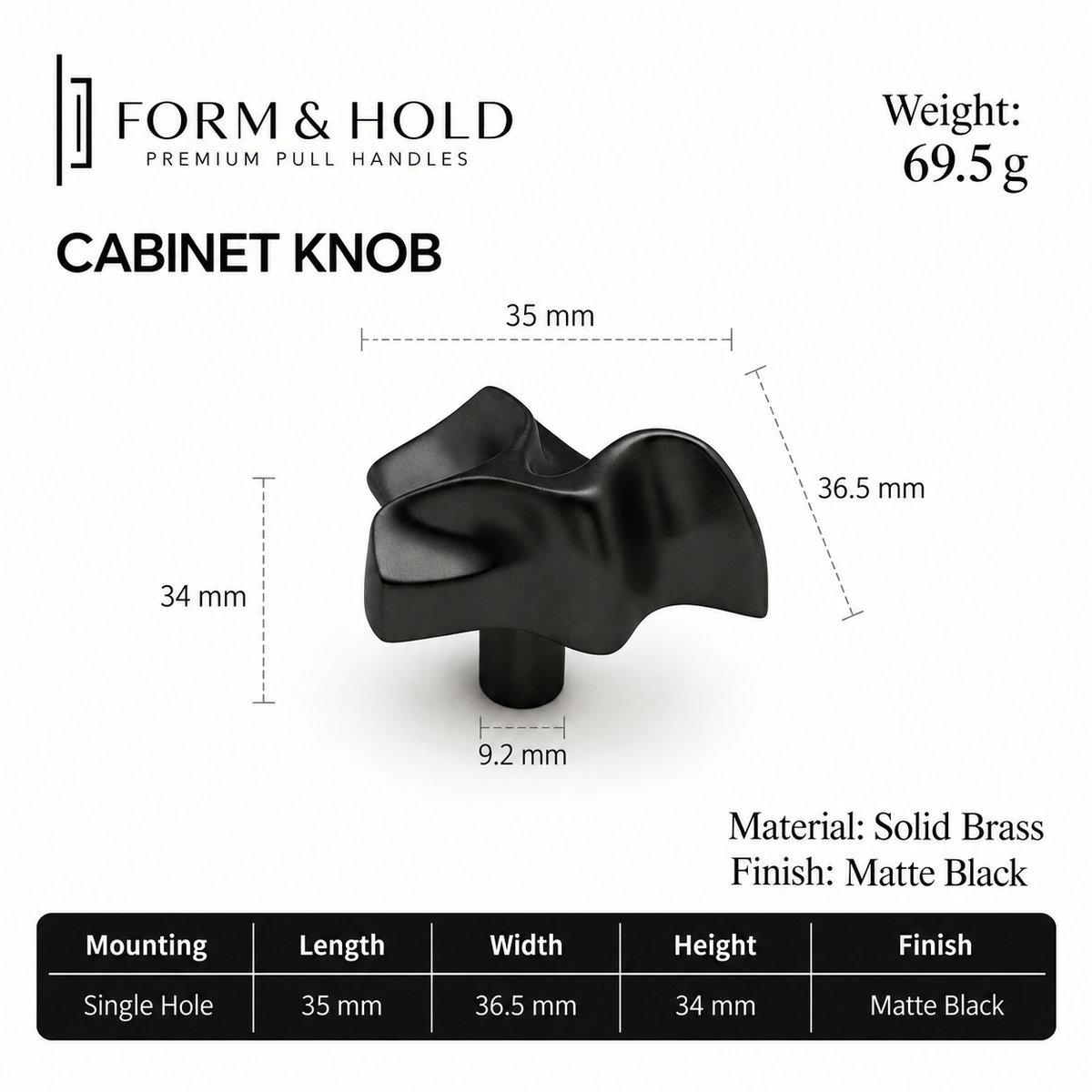 Sculptural Solid Brass Cabinet Knobs – FH-C014