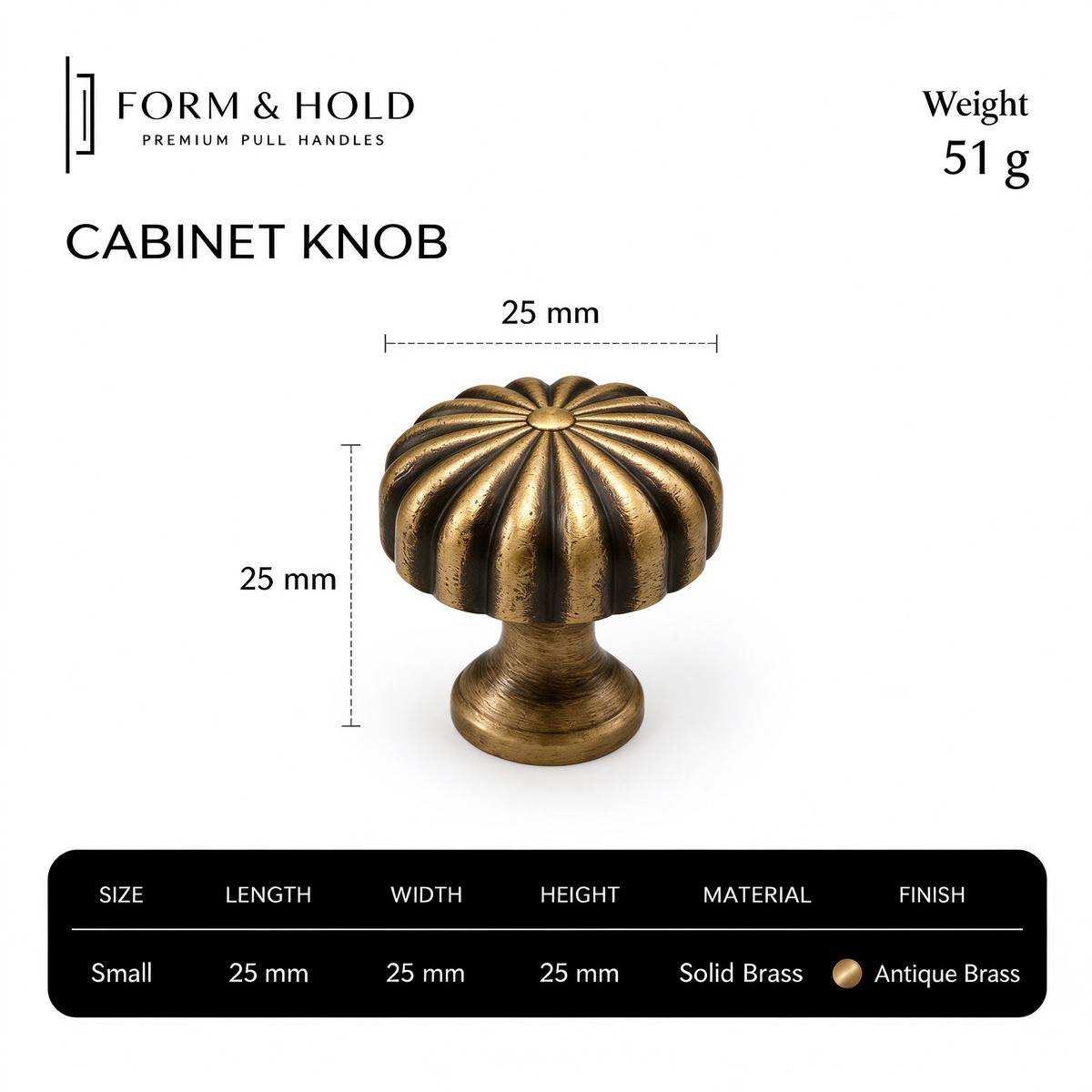 Solid Brass Fluted Flower Cabinet Knob – FH-C010