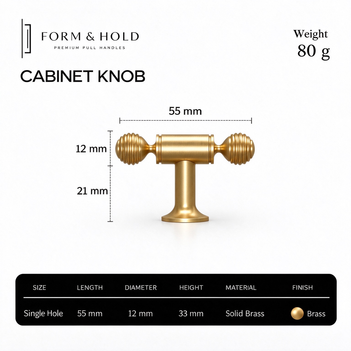 Ribbed Sphere Solid Brass Cabinet Knobs & Pulls – FH-C011