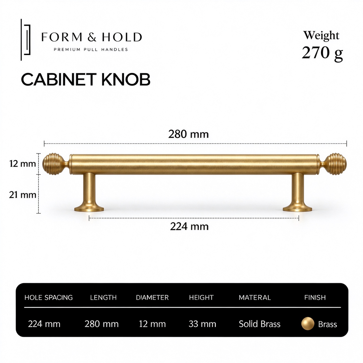 Ribbed Sphere Solid Brass Cabinet Knobs & Pulls – FH-C011