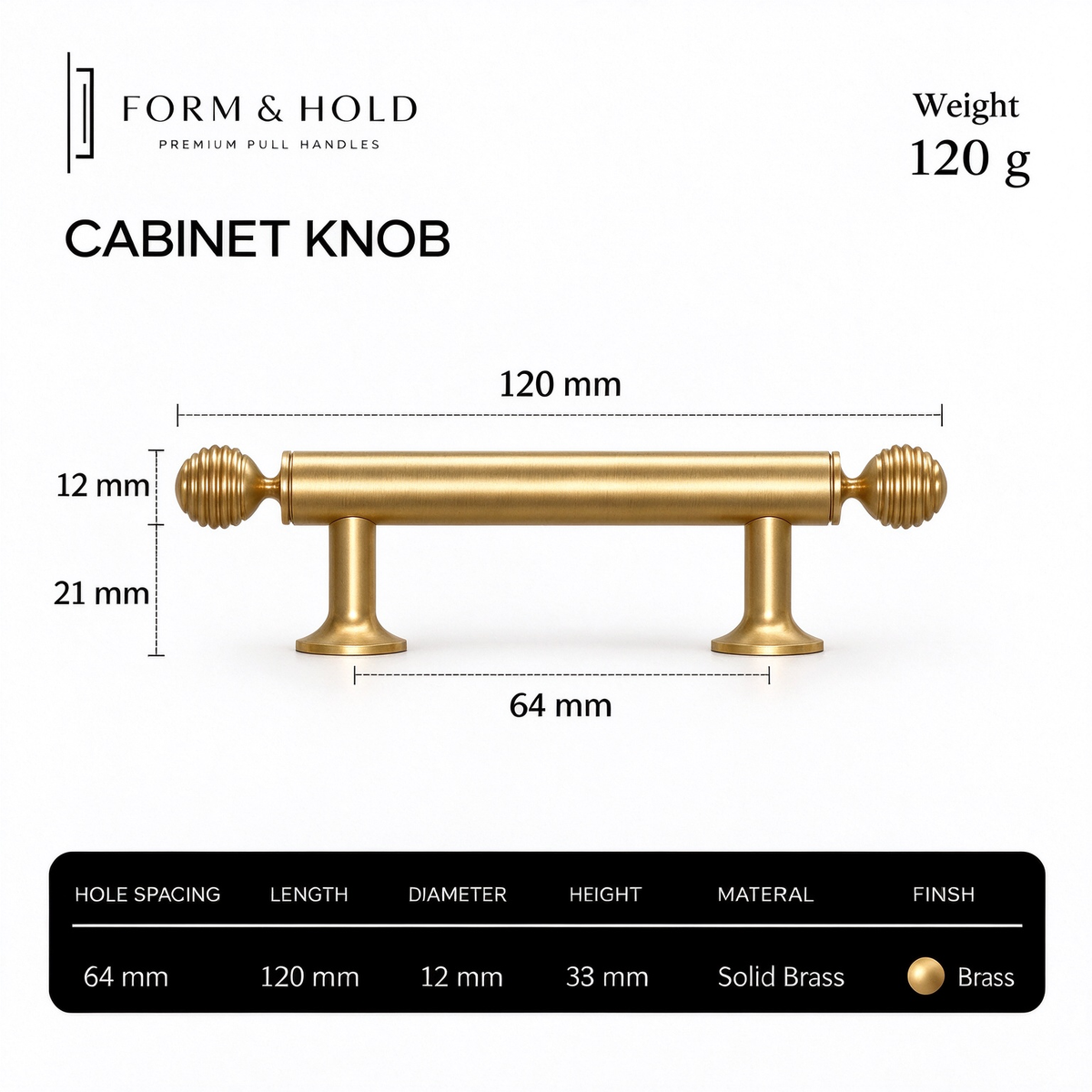 Ribbed Sphere Solid Brass Cabinet Knobs & Pulls – FH-C011
