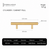 Solid Brass Cylindrical Cabinet Pull – FH-C001