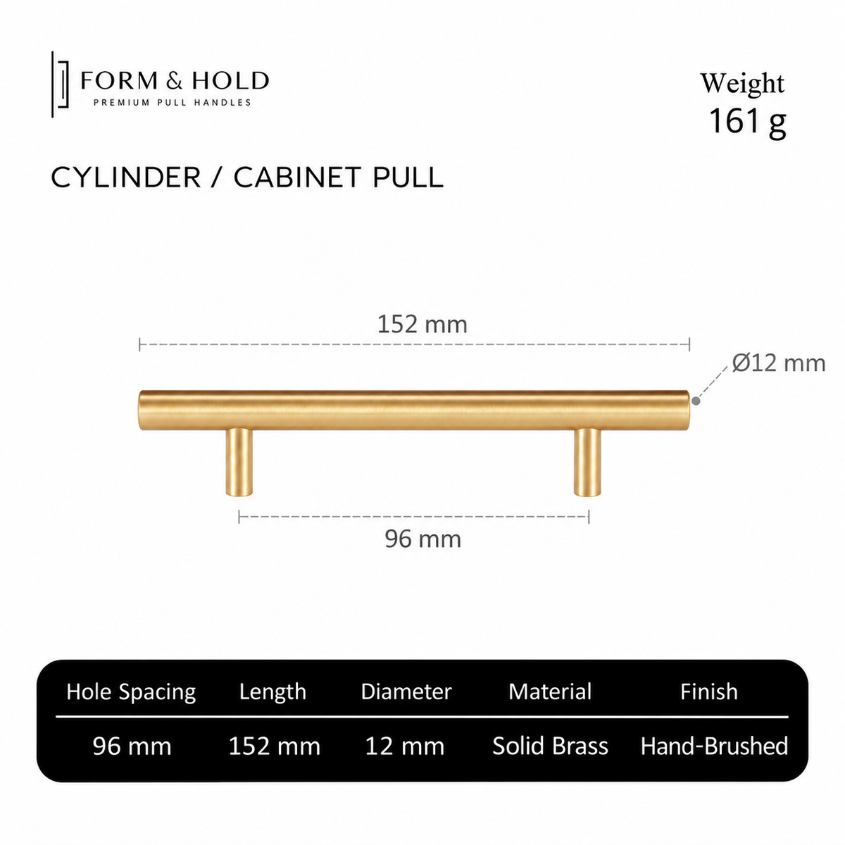 Solid Brass Cylindrical Cabinet Pull – FH-C001