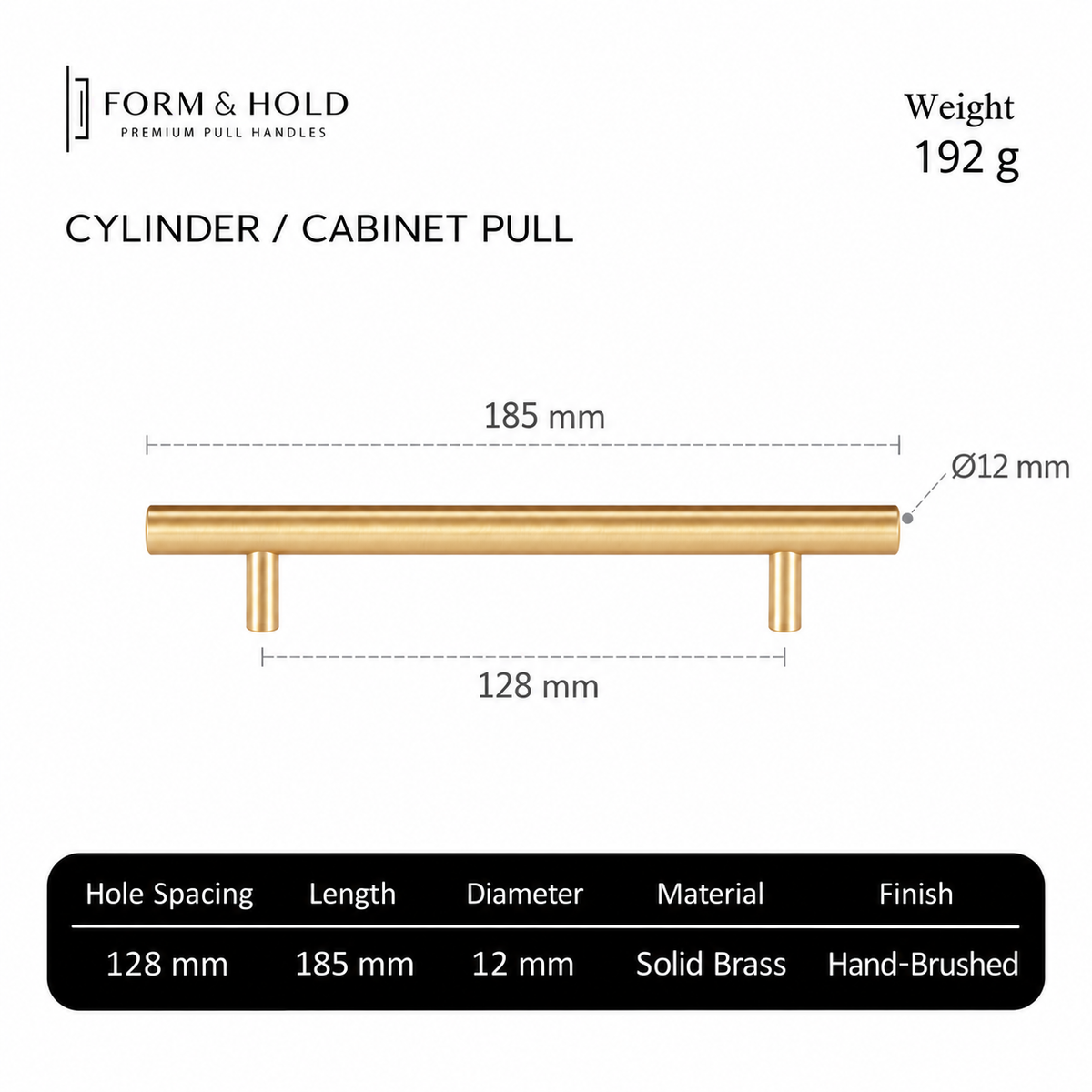 Solid Brass Cylindrical Cabinet Pull – FH-C001