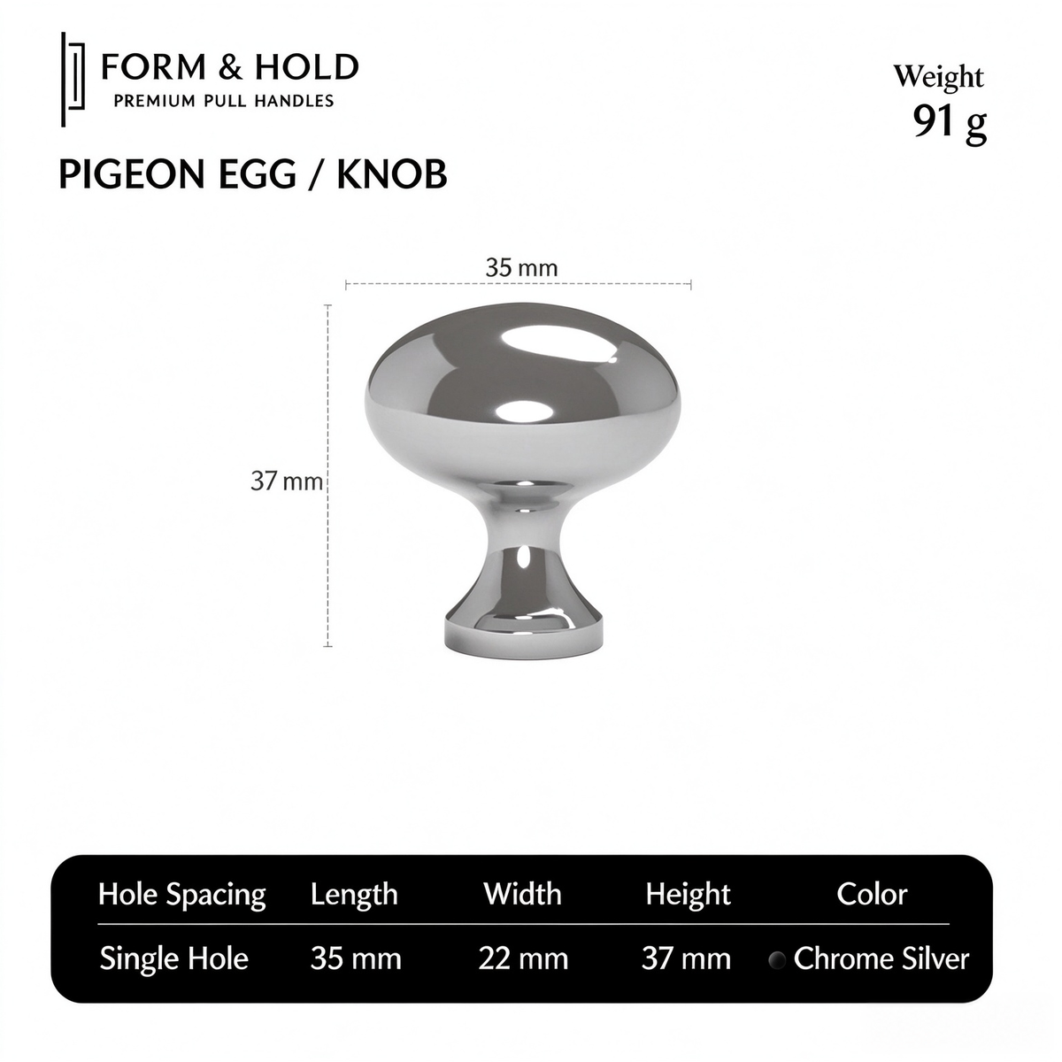 Solid Brass Oval Cabinet Knob – FH-C004