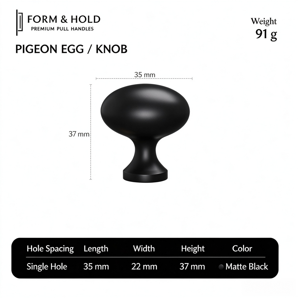 Solid Brass Oval Cabinet Knob – FH-C004