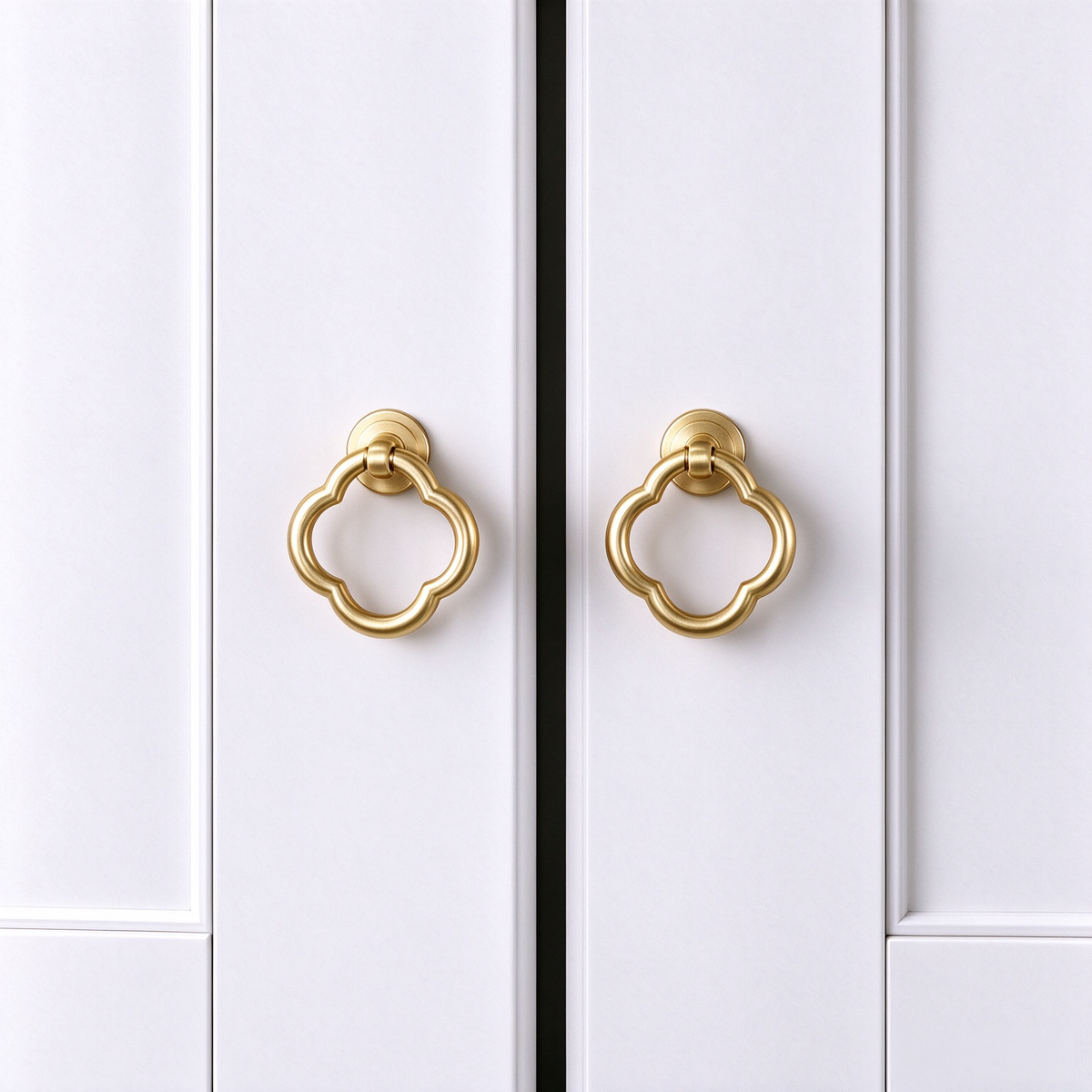Solid Brass Quatrefoil Cabinet Knob & Ring Pull – FH-C005