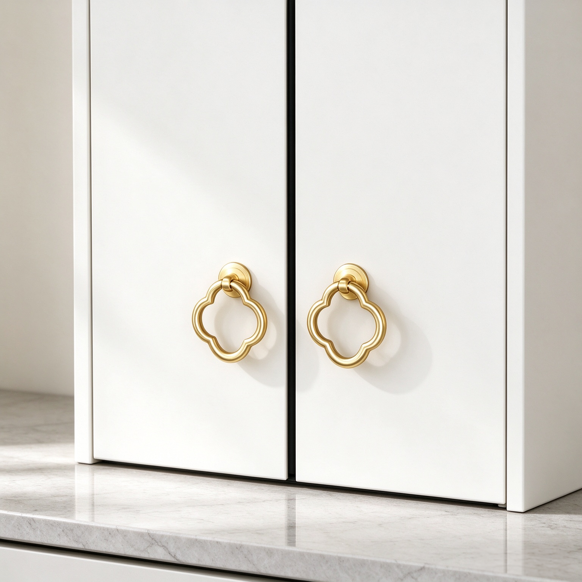 Solid Brass Quatrefoil Cabinet Knob & Ring Pull – FH-C005
