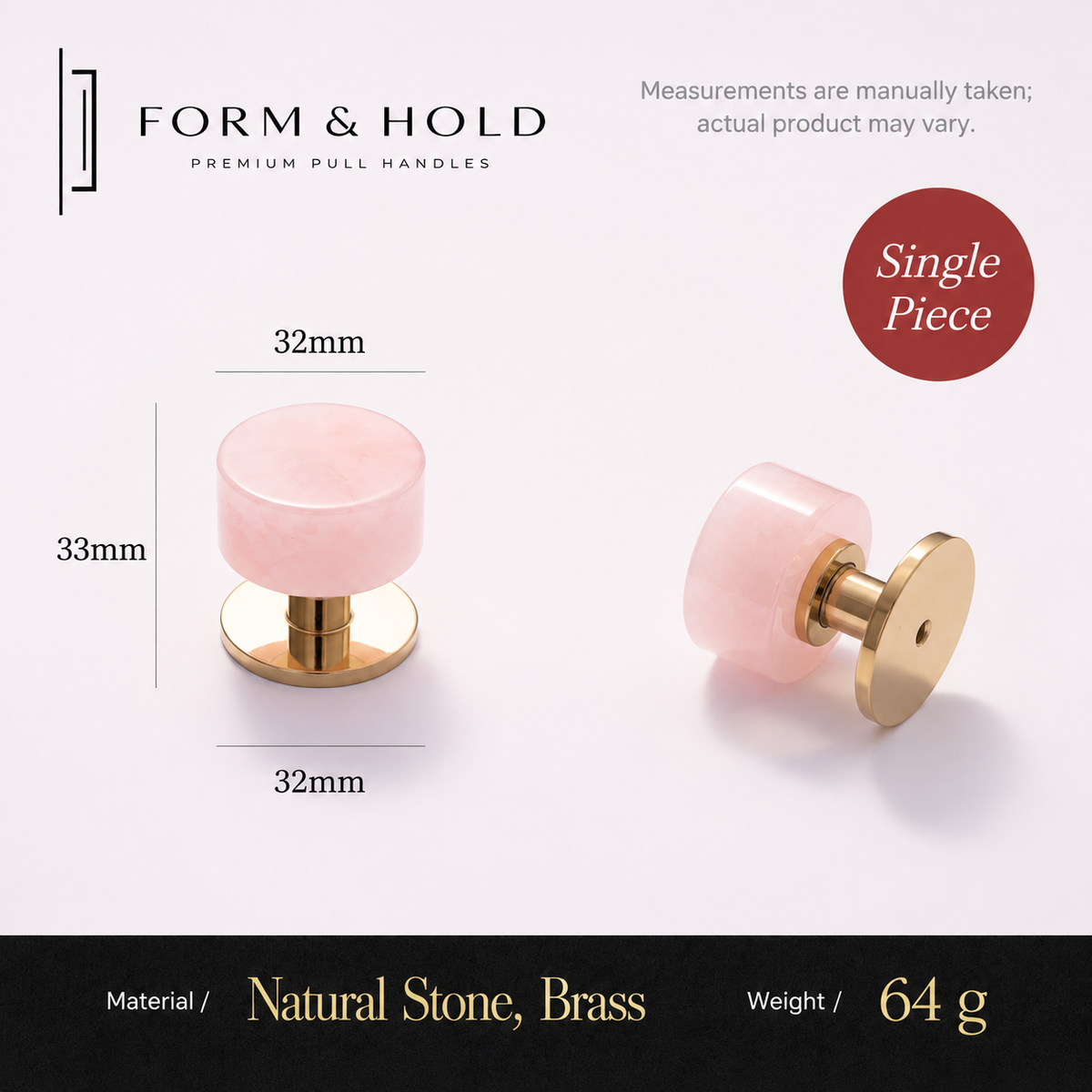Brass Cabinet Knob with Decorative Inset – FH-C016