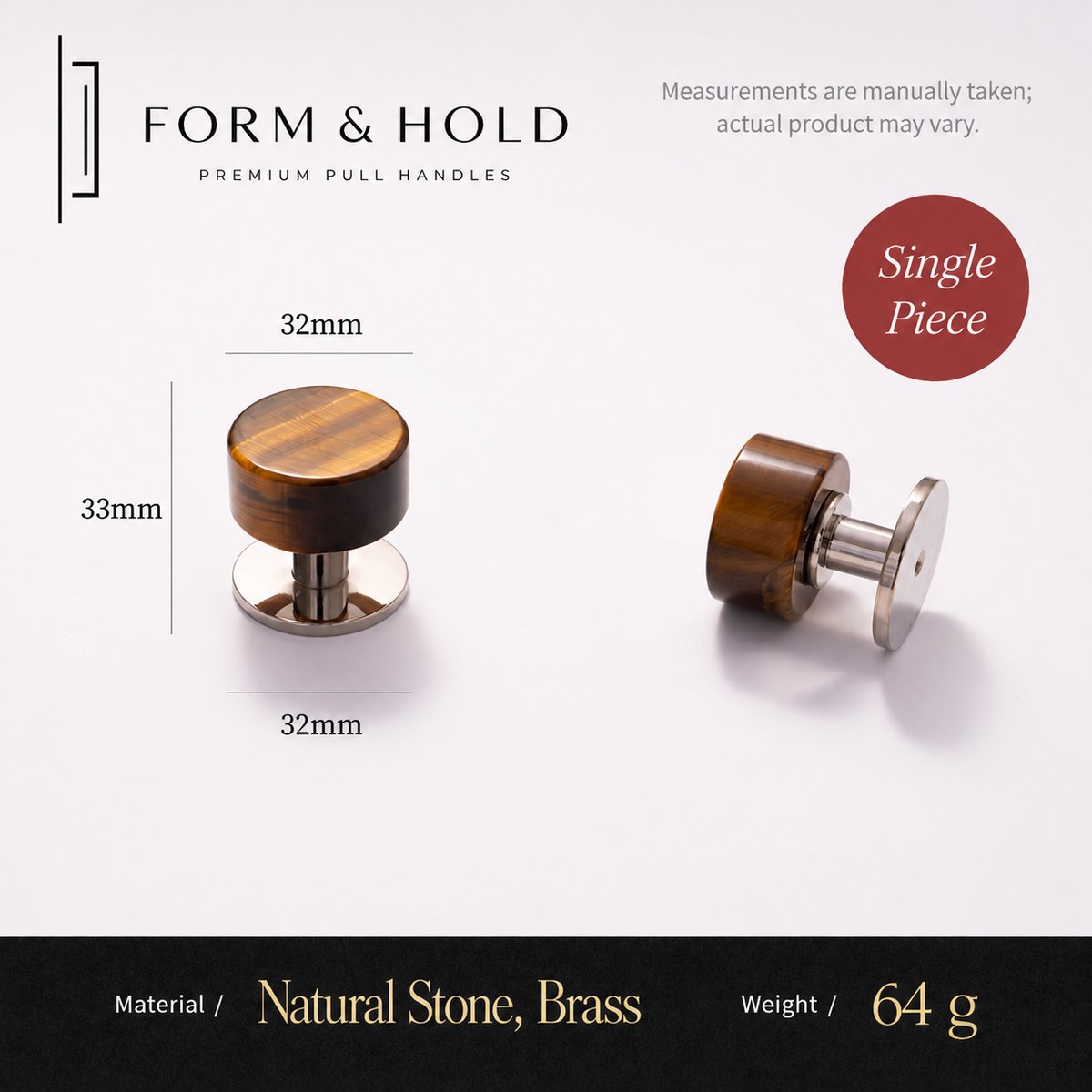Brass Cabinet Knob with Decorative Inset – FH-C016