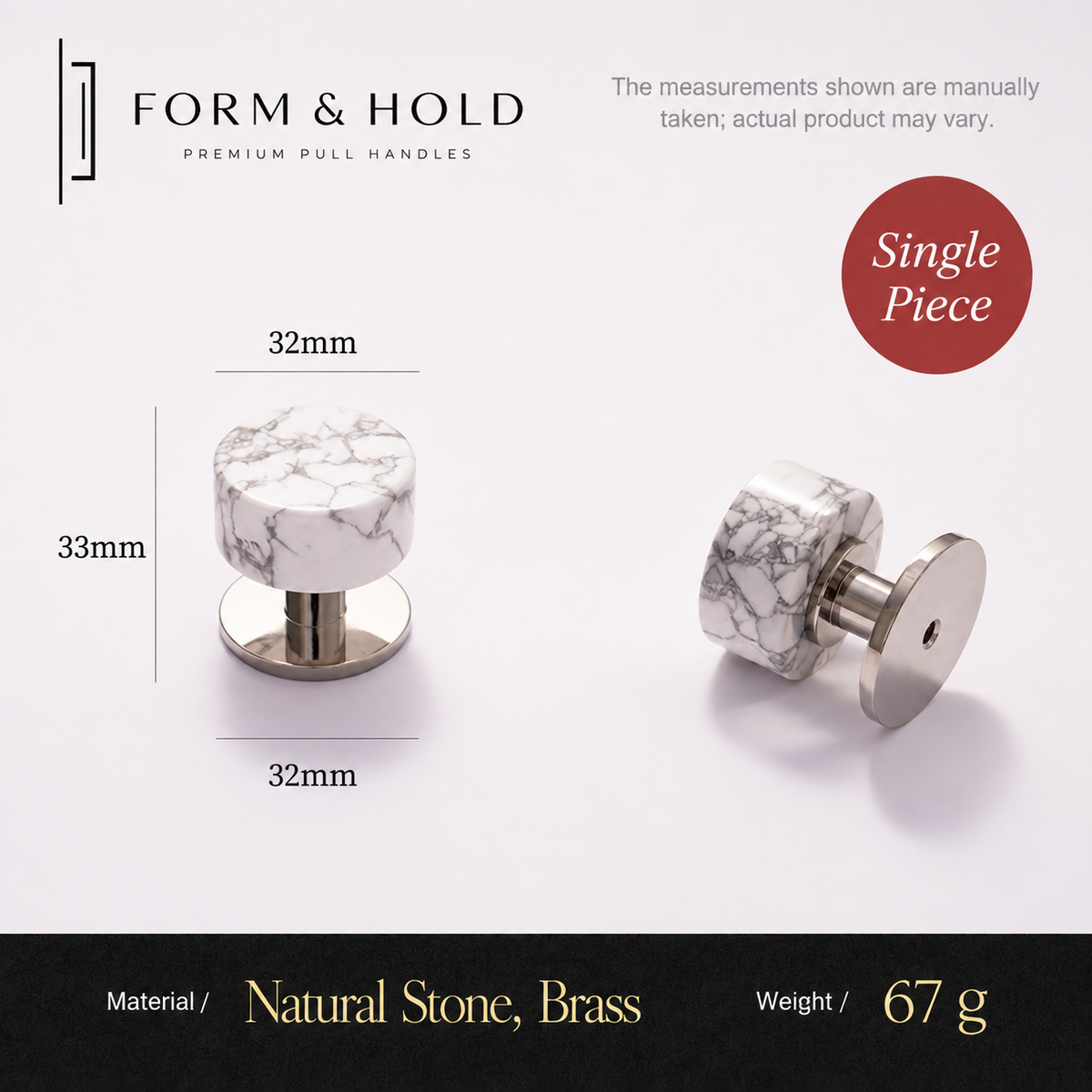 Brass Cabinet Knob with Decorative Inset – FH-C016