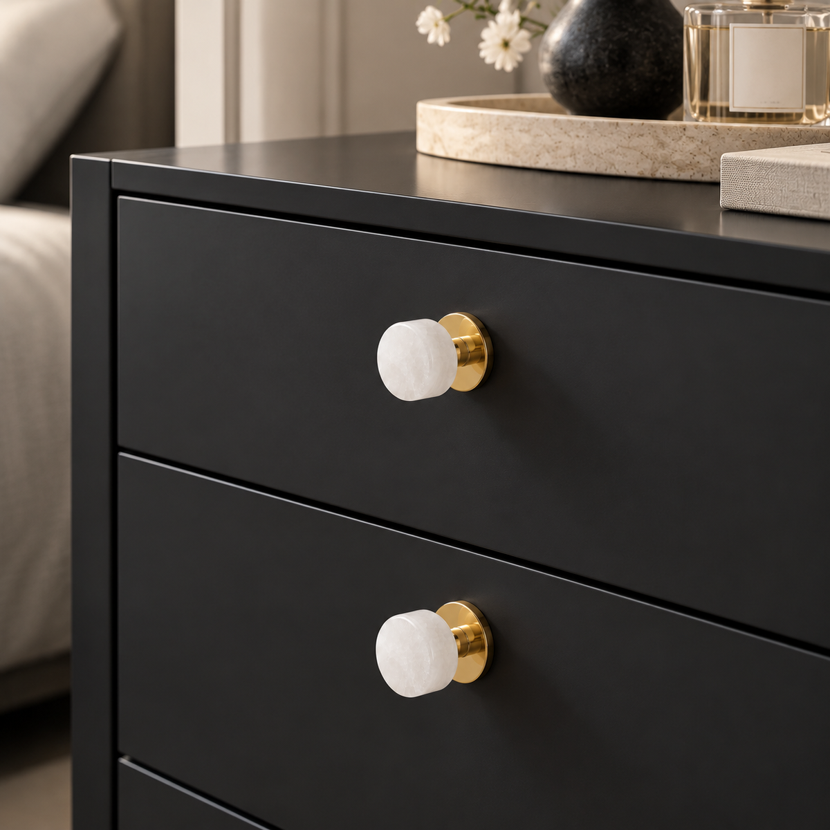 Brass Cabinet Knob with Decorative Inset – FH-C016