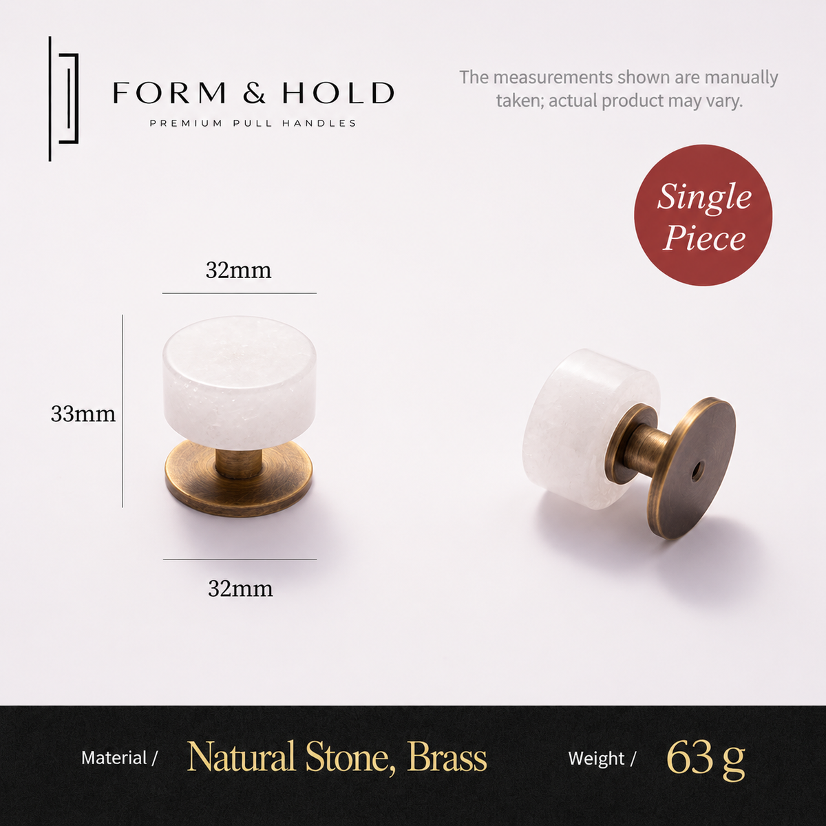 Brass Cabinet Knob with Decorative Inset – FH-C016