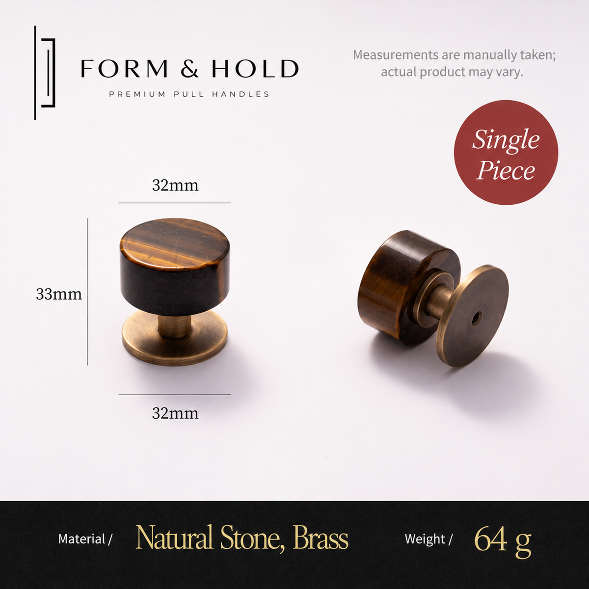 Brass Cabinet Knob with Decorative Inset – FH-C016